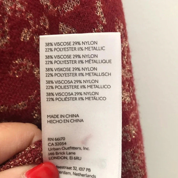 By Anthropologie ruched mock-neck sweater red metallic gold Medium New with Tags - Picture 7 of 8